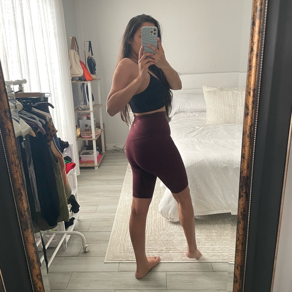 Lululemon High-Rise Burgundy Biker Shorts | Size 2 - Picture 4 of 6